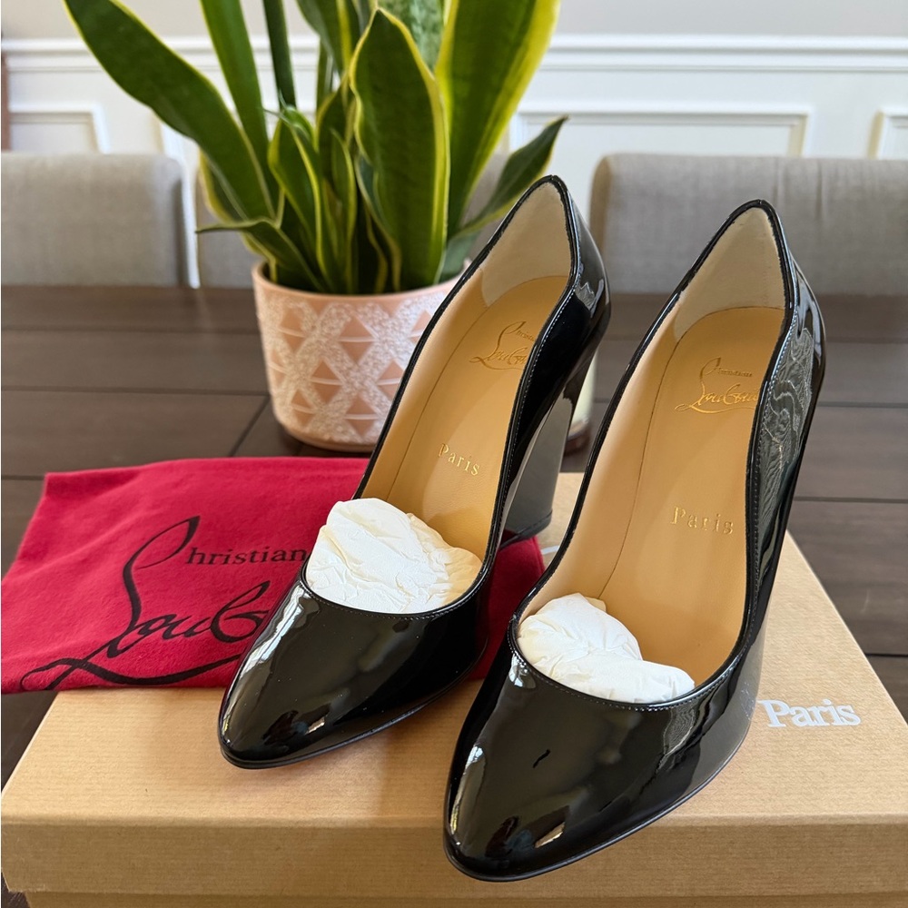 Christian Louboutin Tanja Patent Black Wedges